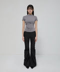 FLAREUP - Asymmetrical Draped Mock Neck T-Shirt / Gray