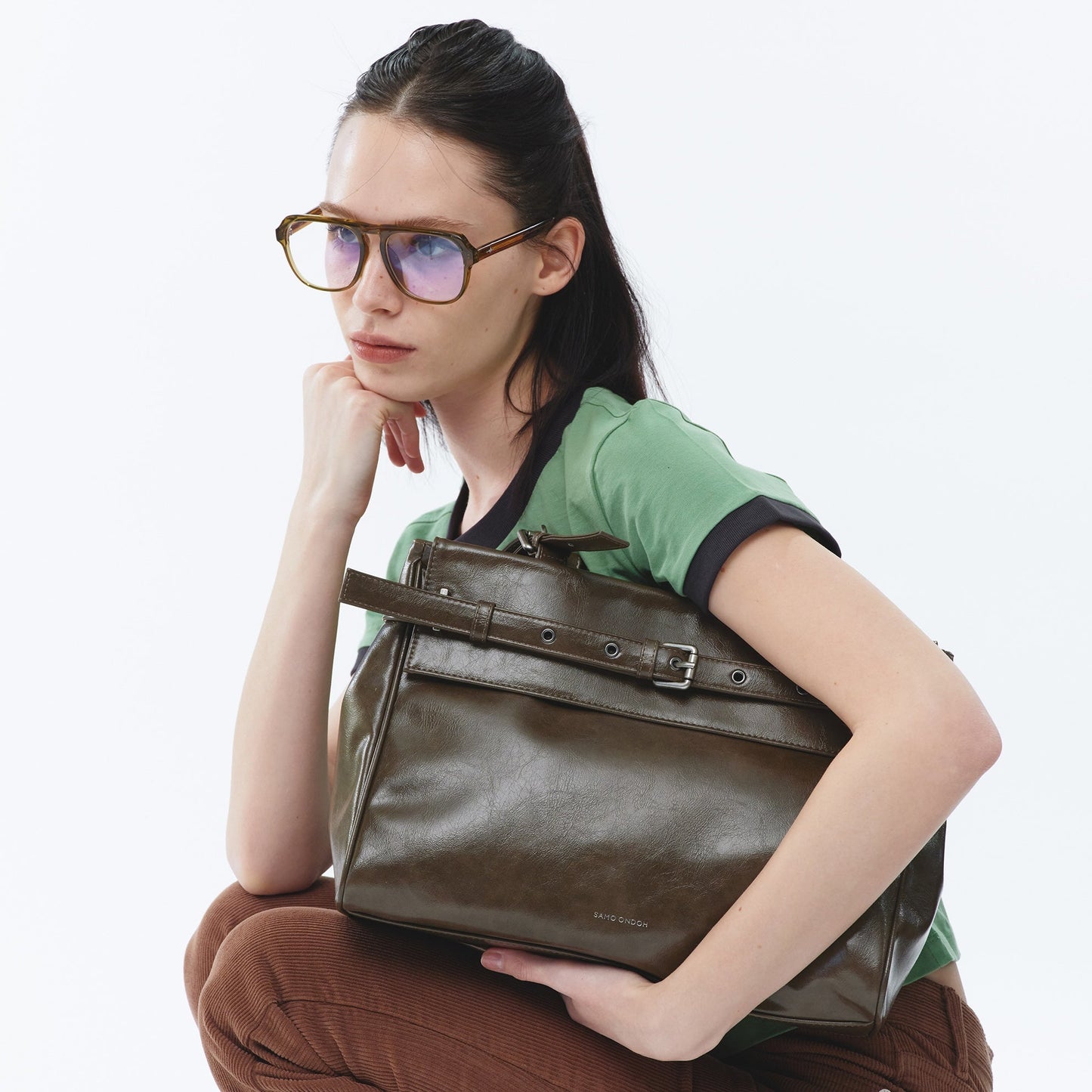 SAMO ONDOH - belt flap bag M vampire coffeemilk