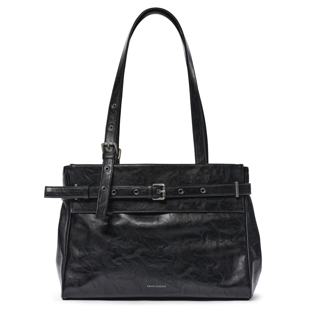 SAMO ONDOH - belt flap bag M baked black