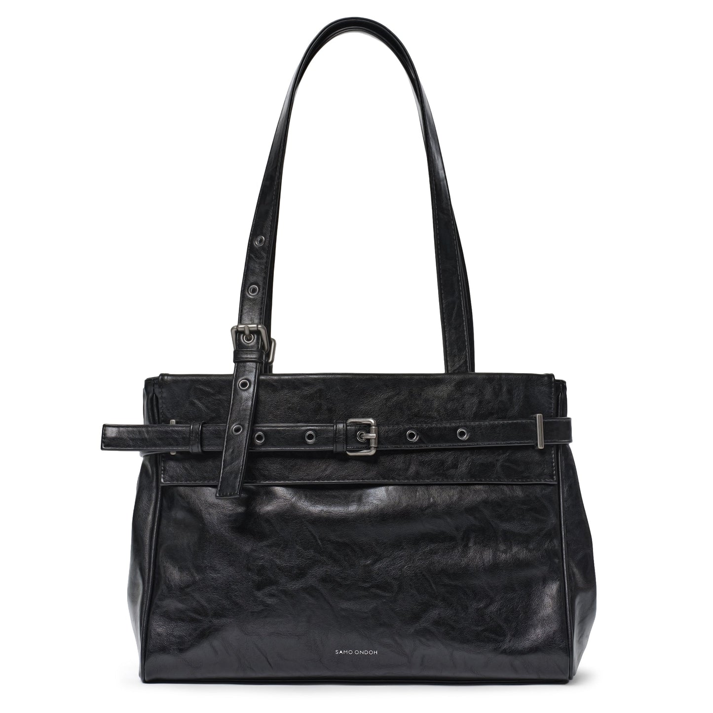 SAMO ONDOH - belt flap bag M baked black