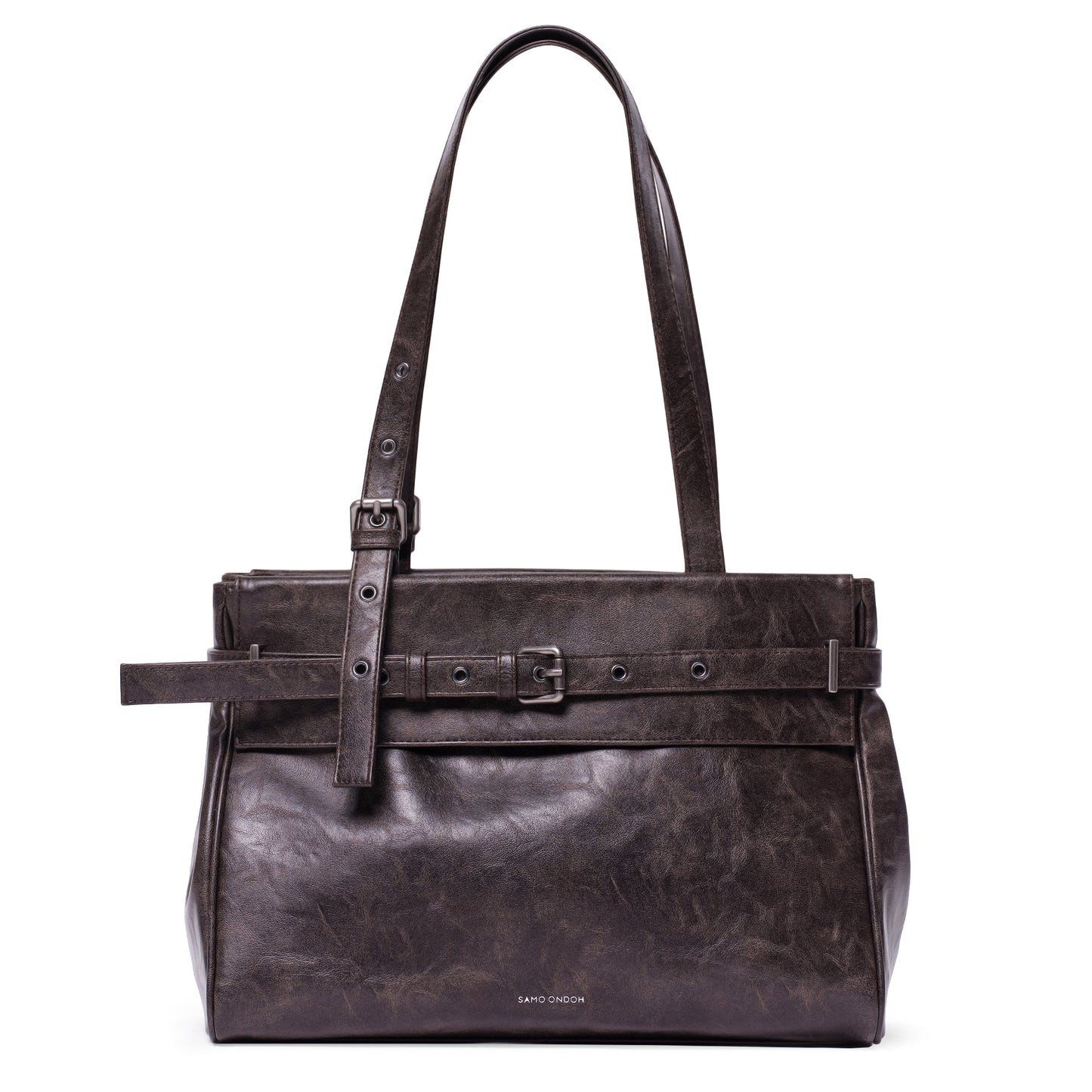 SAMO ONDOH - belt flap bag M baked moca