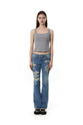 CERRIC -  DESTROYED BOOT CUT JEANS / BLUE