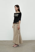 CERRIC -  DENIM SCOTCH SKIRT / BEIGE