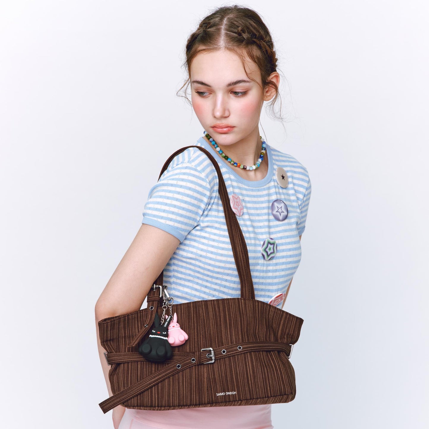 SAMO ONDOH - le belt bag M stripe brown
