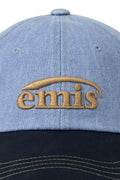 EMIS - WASHED DENIM BALL CAP-LIGHT BLUE DENIM/NAVY