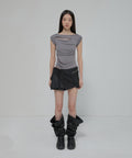 FLAREUP -  Asymmetrical Layered Mini Skirt / Black