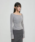 FLAREUP - Layered Bustier Long Sleeve / Gray