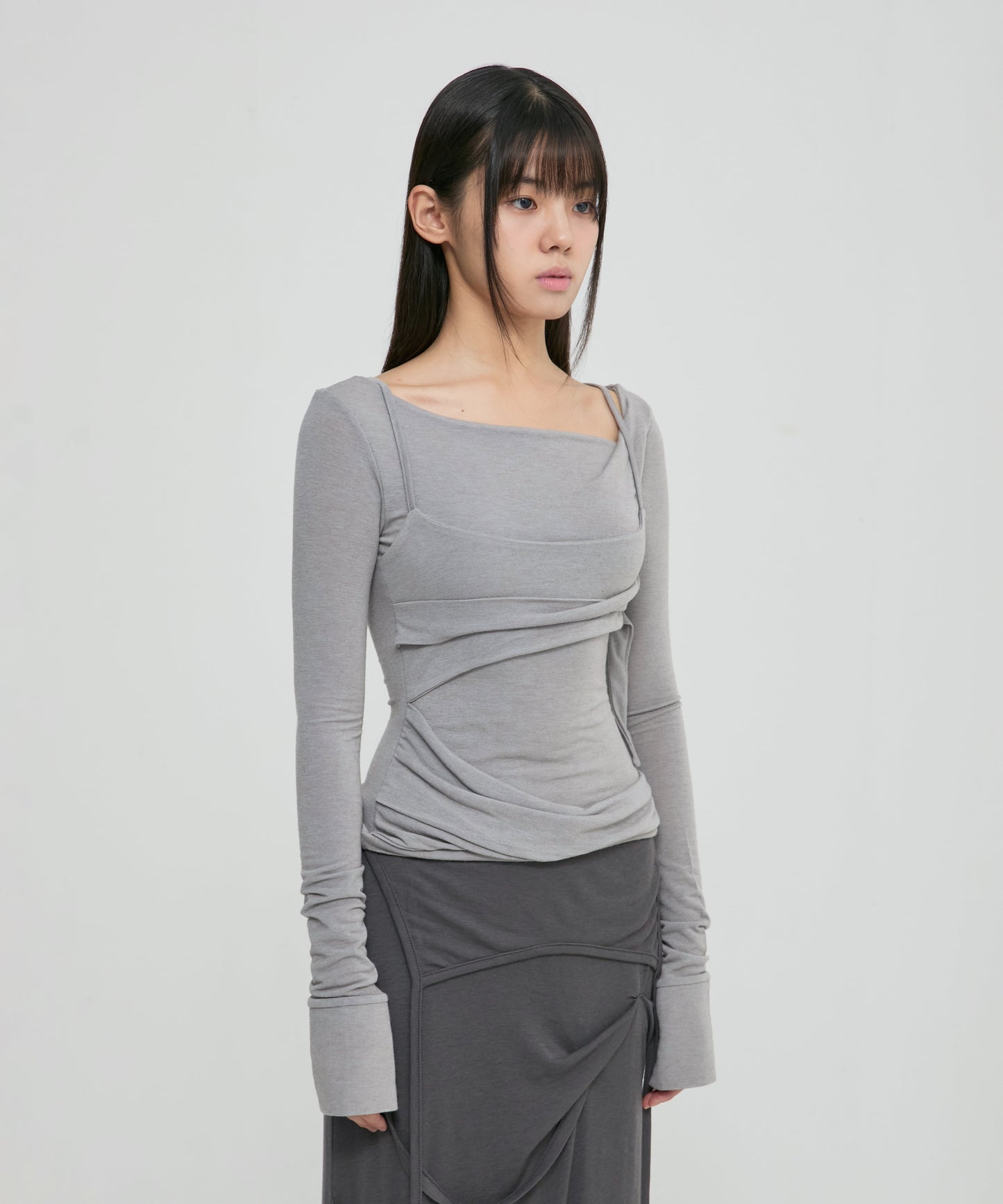 FLAREUP - Layered Bustier Long Sleeve / Gray