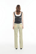 CERRIC -  CONTRAST BOOT CUT PANTS / SAND INDIGO