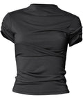 FLAREUP - Asymmetrical Draped Mock Neck T-Shirt / Black