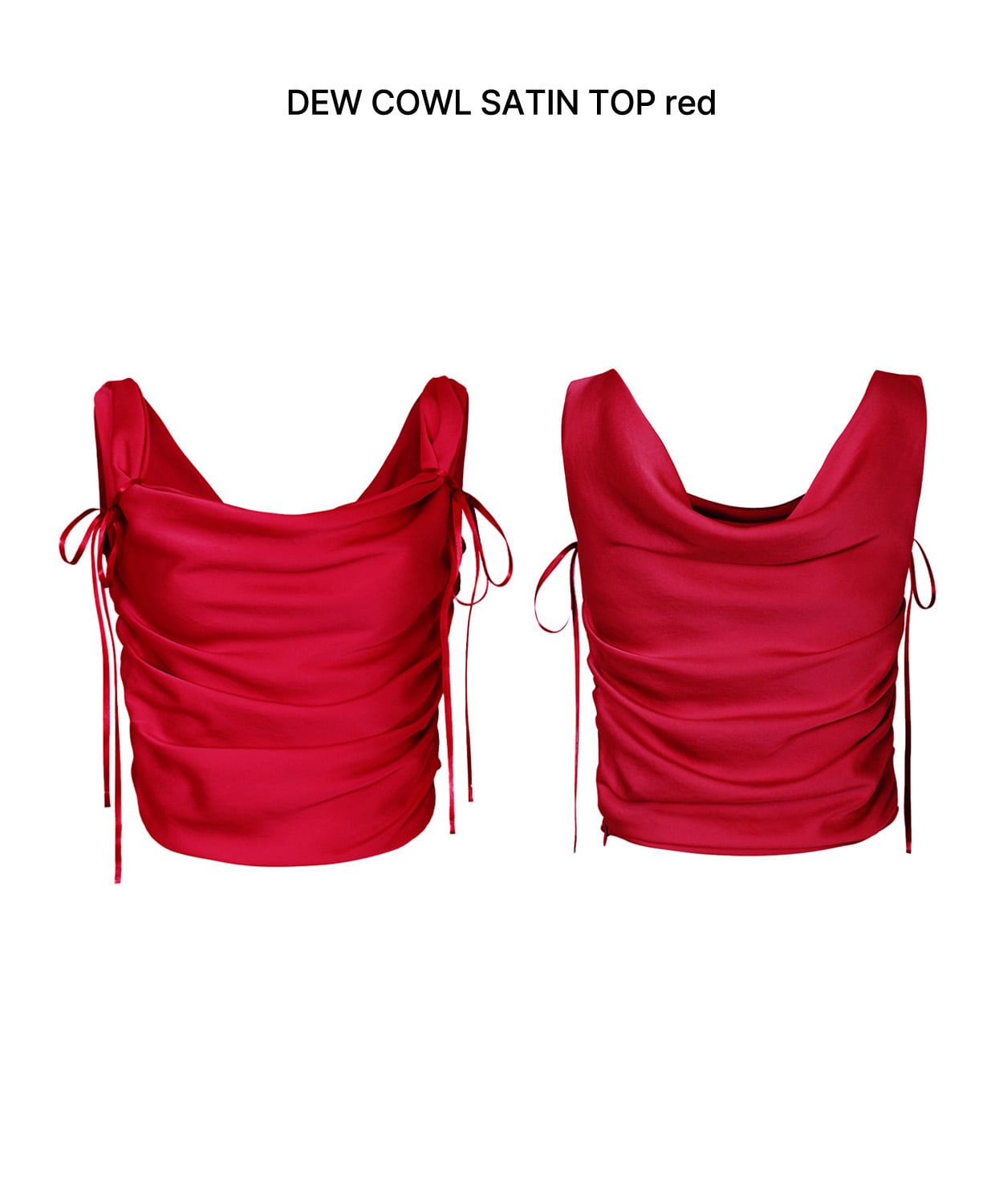 PAIN OR PLEASURE -  DEW COWL SATIN TOP red