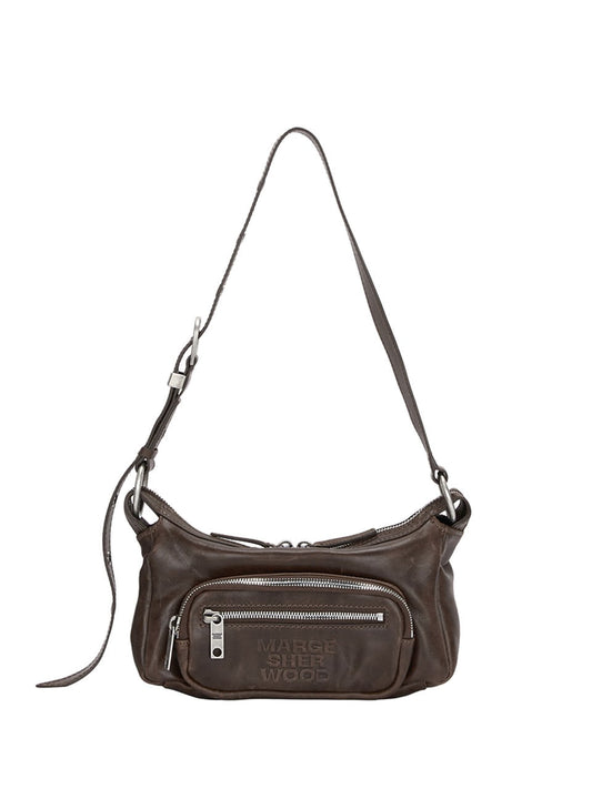 MARGESHERWOOD - OUTPOCKET HOBO MINI_washed brown pull-up