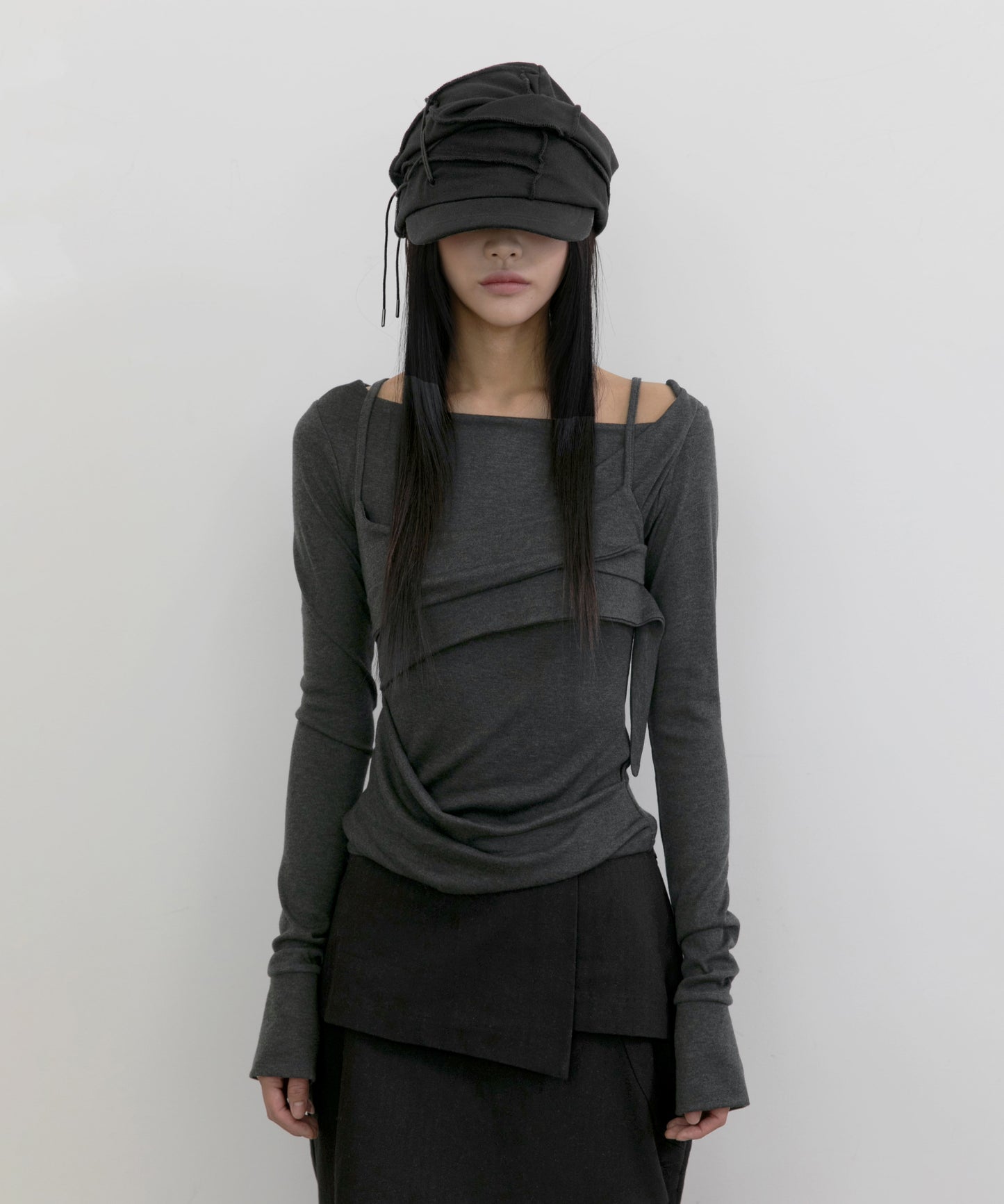 FLAREUP - Layered Bustier Long Sleeve / Charcoal Melange