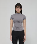 FLAREUP - Asymmetrical Draped Mock Neck T-Shirt / Gray