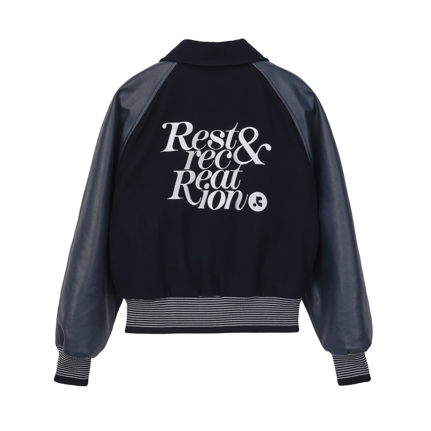 REST & RECREATION -  RR LOGO WOOL BOMBER JACKET - NAVY