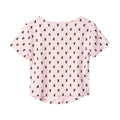 REST & RECREATION -  RR LOGO PATTERN SQUARE NECK T-SHIRT - PINK