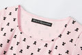 REST & RECREATION -  RR LOGO PATTERN SQUARE NECK T-SHIRT - PINK