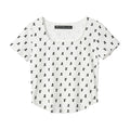 REST & RECREATION -  RR LOGO PATTERN SQUARE NECK T-SHIRT - WHITE