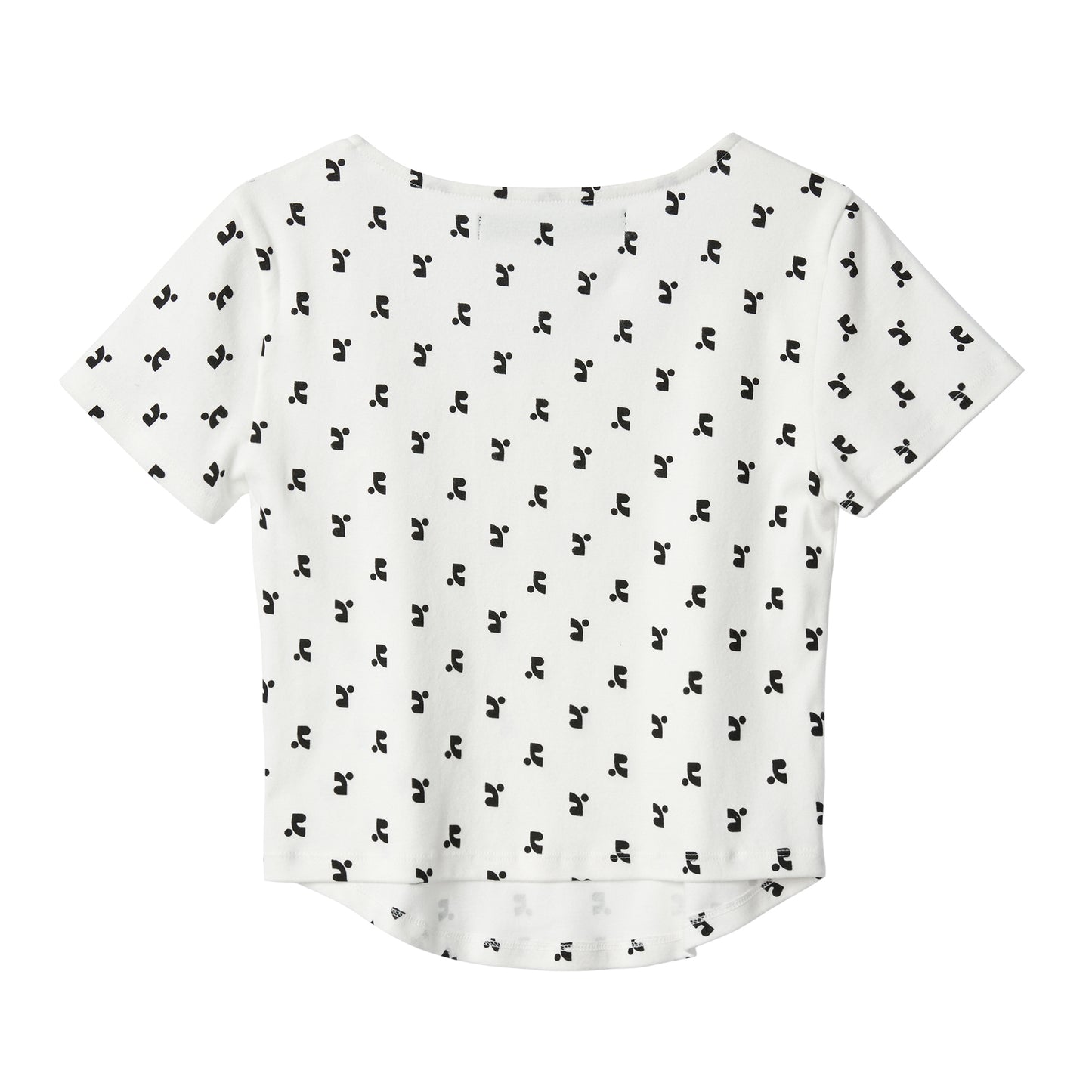 REST & RECREATION -  RR LOGO PATTERN SQUARE NECK T-SHIRT - WHITE