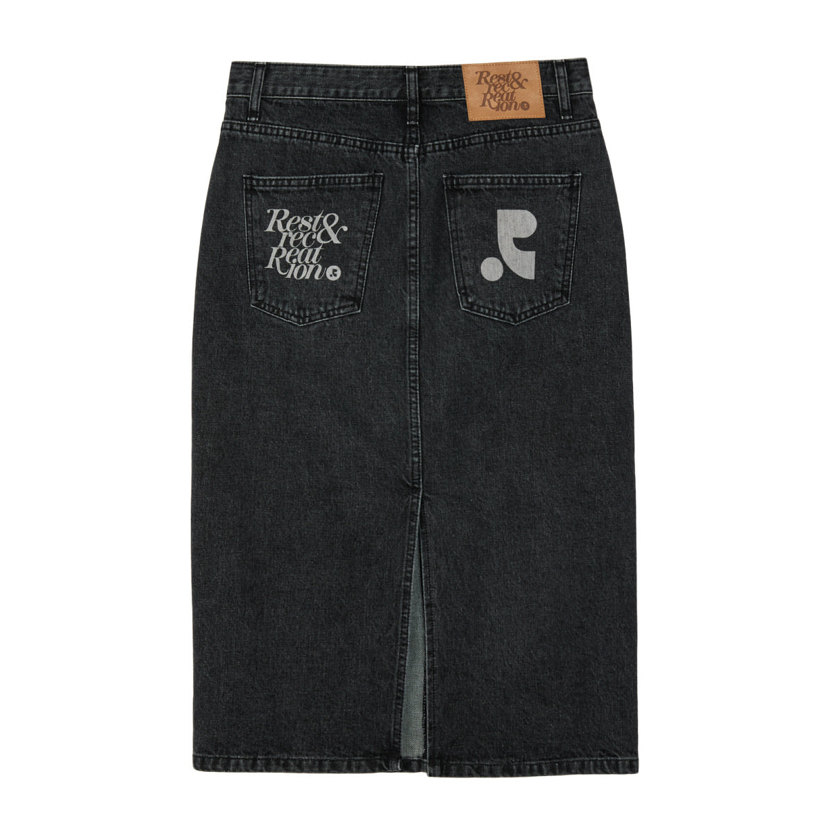 REST & RECREATION -  RR DENIM MIDI SKIRT - BLACK