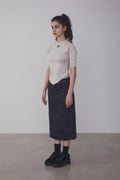 REST & RECREATION -  RR DENIM MIDI SKIRT - BLACK