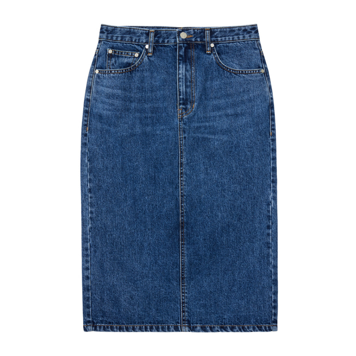 REST & RECREATION -  RR DENIM MIDI SKIRT - BLUE