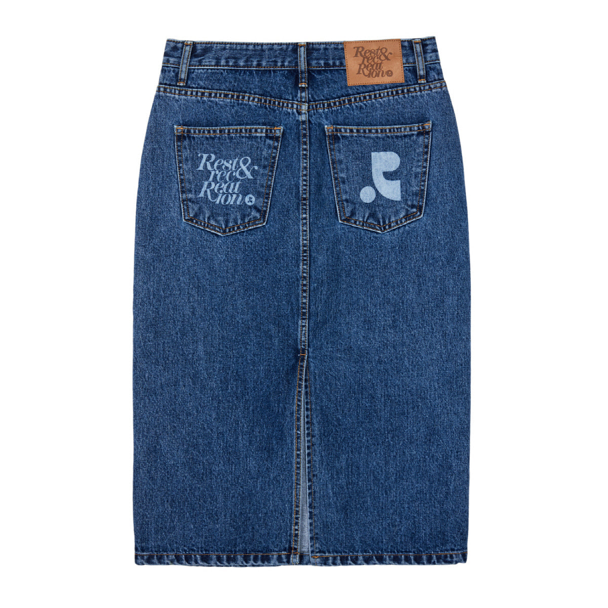 REST & RECREATION -  RR DENIM MIDI SKIRT - BLUE