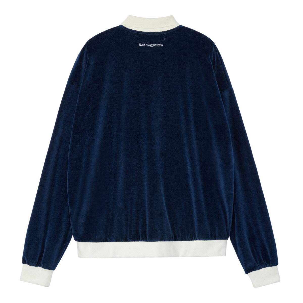 REST & RECREATION -  RR VELVET HALF ZIP-UP - NAVY