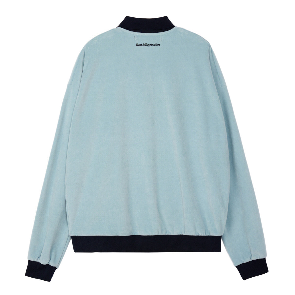 REST & RECREATION -  RR VELVET HALF ZIP-UP - BLUE