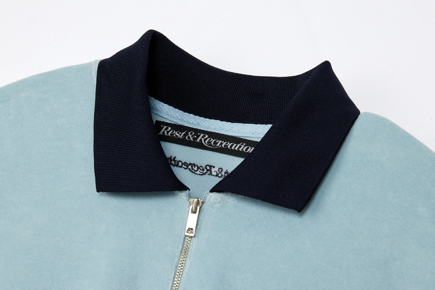 REST & RECREATION -  RR VELVET HALF ZIP-UP - BLUE