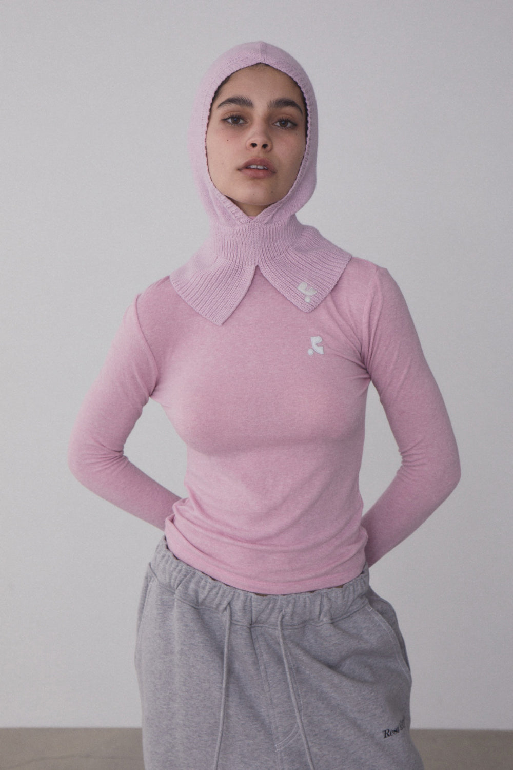 REST & RECREATION -  RR HIGH NECK LONG SLEEVE TOP - PINK