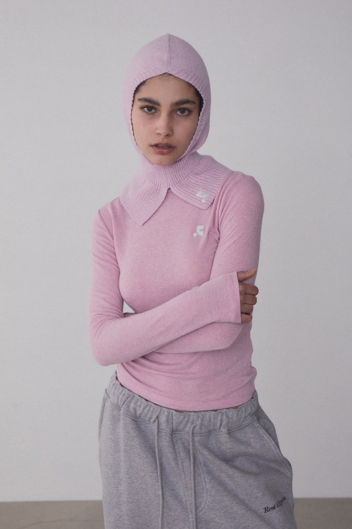 REST & RECREATION -  RR HIGH NECK LONG SLEEVE TOP - PINK