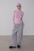 REST & RECREATION -  RR HIGH NECK LONG SLEEVE TOP - PINK