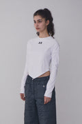 REST & RECREATION -  RR ARROW POINT LONG SLEEVE T-SHIRT - WHITE