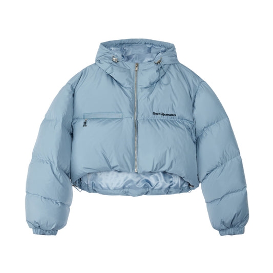 REST & RECREATION -  RR HOOD SHORT DOWN JACKET - BLUE