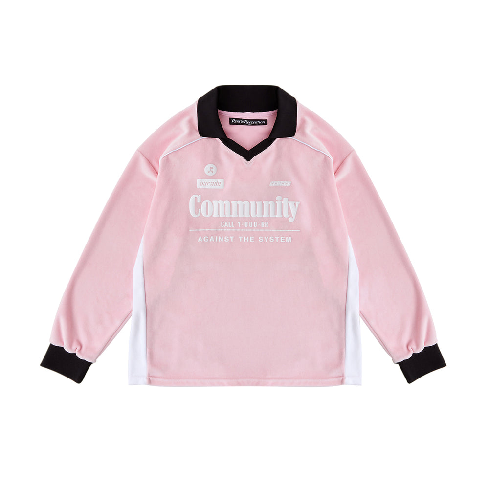 REST & RECREATION -  RR VELVET UNIFORM T-SHIRTS - PINK