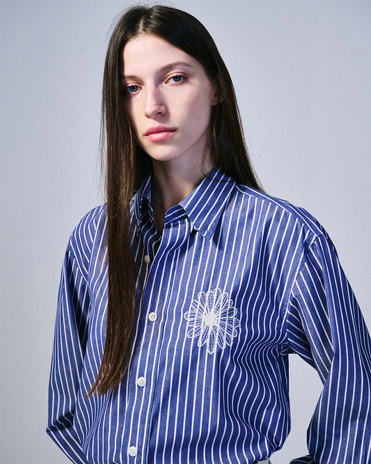 MARDI MERCREDI -  OXFORD SHIRT STRIPE_NAVY IVORY