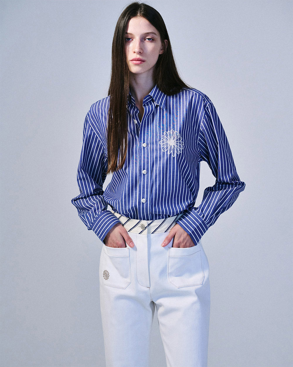 MARDI MERCREDI -  OXFORD SHIRT STRIPE_NAVY IVORY