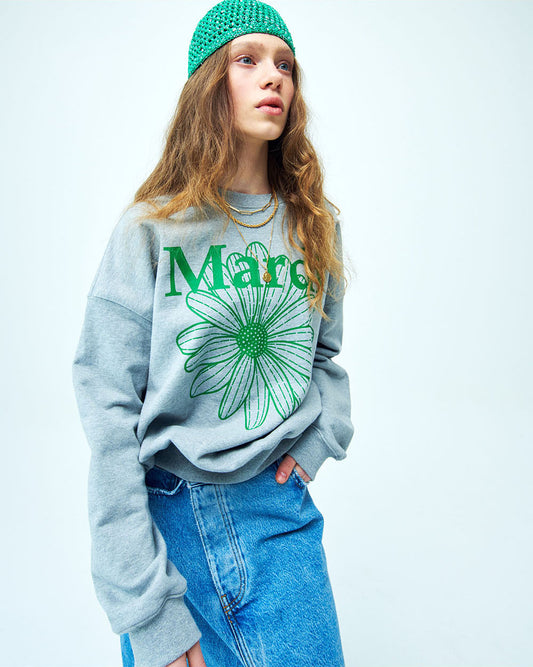 MARDI MERCREDI -  SWEATSHIRT FLOWERMARDI_GREY GREEN