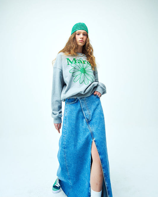 MARDI MERCREDI -  SWEATSHIRT FLOWERMARDI_GREY GREEN