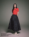 MARDI MERCREDI -  VOLUME MAXI SKIRT CRAPE DOT_NAVY RED