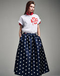 MARDI MERCREDI -  VOLUME MAXI SKIRT CRAPE DOT_NAVY RED