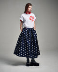 MARDI MERCREDI -  VOLUME MAXI SKIRT CRAPE DOT_NAVY RED