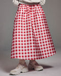 MARDI MERCREDI -  VOLUME MAXI SKIRT MICADO GINGHAM PLAID_RED