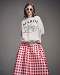 MARDI MERCREDI -  VOLUME MAXI SKIRT MICADO GINGHAM PLAID_RED