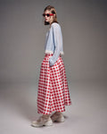 MARDI MERCREDI -  VOLUME MAXI SKIRT MICADO GINGHAM PLAID_RED