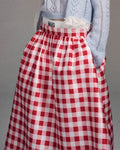 MARDI MERCREDI -  VOLUME MAXI SKIRT MICADO GINGHAM PLAID_RED