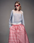 MARDI MERCREDI -  VOLUME MAXI SKIRT MICADO GINGHAM PLAID_RED