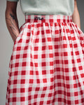 MARDI MERCREDI -  VOLUME MAXI SKIRT MICADO GINGHAM PLAID_RED