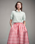 MARDI MERCREDI -  VOLUME MAXI SKIRT MICADO GINGHAM PLAID_RED